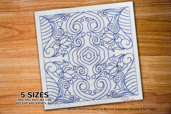 Beautiful Abstract Flower Redwork for Seasonal Embroidery