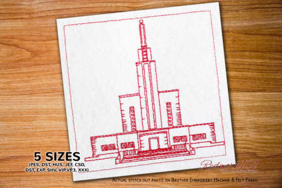 Bern Switzerland Temple Redwork Embroidery