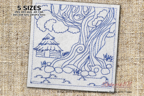 Big Tree with Small Hut Embroidery Review