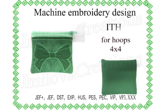 Cosmetic Bag Zippered Bag Ribbon - in the Hoop