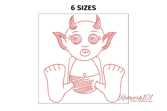 Surprised Little Cartoon Devil Redwork Review